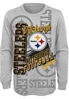 Pittsburgh Steelers Youth Grey Game Day Vibes Long Sleeve T-Shirt