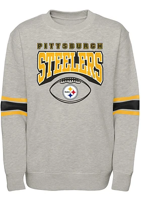 Pittsburgh Steelers Boys Grey Fan Fave Long Sleeve Crew Sweatshirt