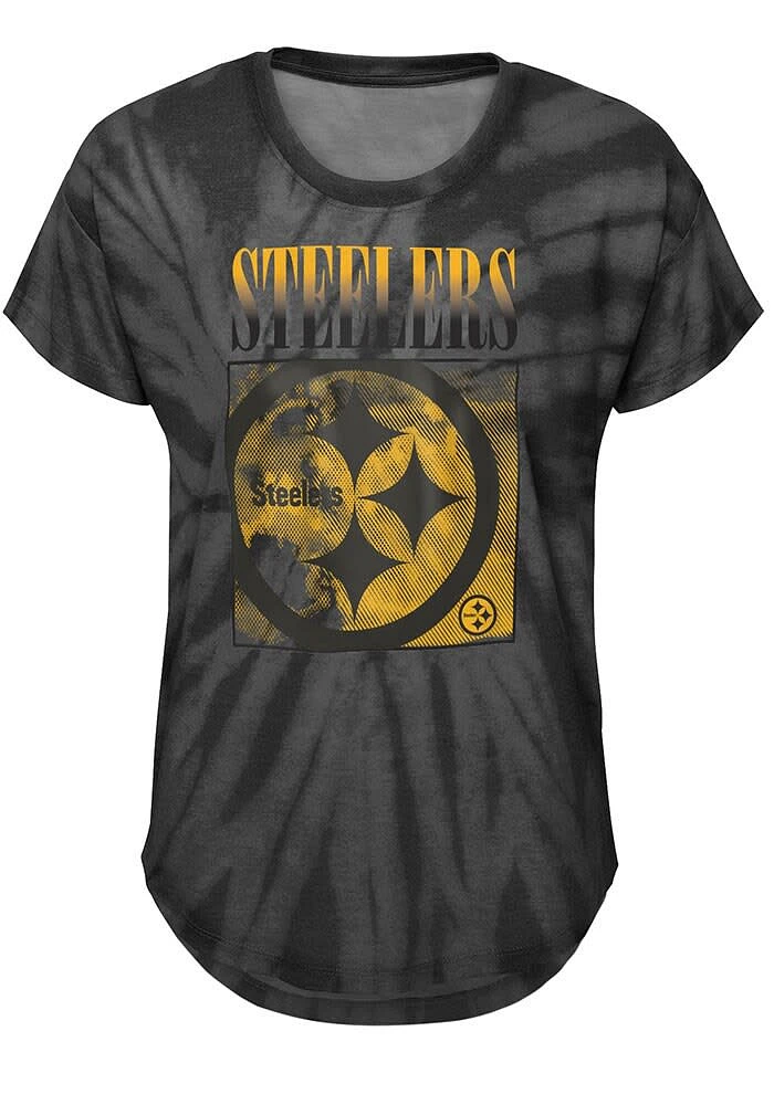 Pittsburgh Steelers Girls Black The Band Tie-Dye Short Sleeve Fashion T-Shirt