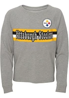 Pittsburgh Steelers Girls Grey All Striped Up Long Sleeve T-shirt