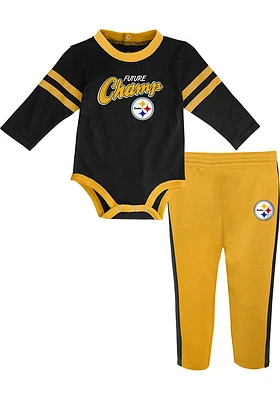 Pittsburgh Steelers Infant Black Little Kicker LS Set Top and Bottom