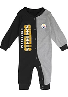 Pittsburgh Steelers Baby Black Half Time Coverall Long Sleeve One Piece