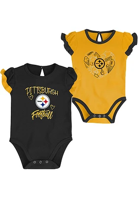 Pittsburgh Steelers Baby Black Too Much Love 2PK Design Set One Piece