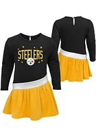 Pittsburgh Steelers Baby Girls Black Heart To Short Sleeve Dress