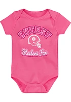 Pittsburgh Steelers Baby Pink Cutest Fan Short Sleeve One Piece
