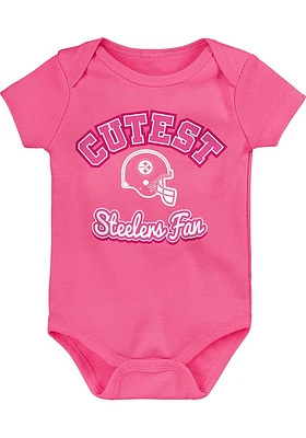 Pittsburgh Steelers Baby Pink Cutest Fan Design Short Sleeve One Piece
