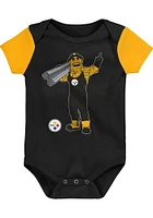 Pittsburgh Steelers Baby Black Mascot Little Champ Set One Piece with Bib