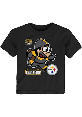 Steely McBeam  Outer Stuff Pittsburgh Steelers Toddler Black Mascot Sizzle Short Sleeve T-Shirt