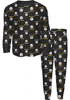 Pittsburgh Steelers Kids Black All Over Logo Set Loungewear PJ
