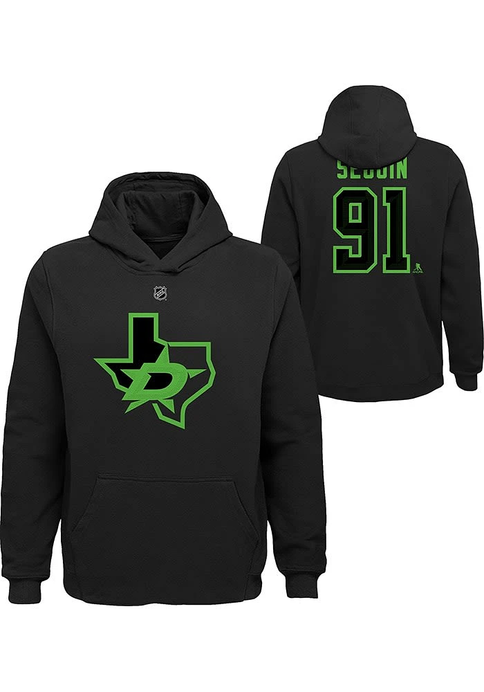 Tyler Seguin Outer Stuff Dallas Stars Youth Flat Third NN Long Sleeve Player Hoodie Black