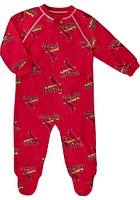 St Louis Cardinals Baby Red Raglan Zip Up Loungewear One Piece Pajamas