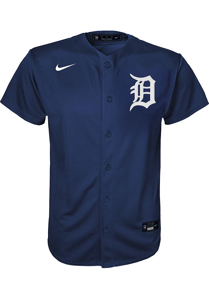 Nike Detroit Tigers Boys Navy Blue Alt 1 Blank Replica Baseball Jersey