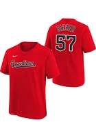 Shane Bieber  Cleveland Guardians Boys Red Nike Home NN Short Sleeve T-Shirt
