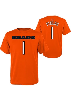 Justin Fields Chicago Bears Youth Orange Mainliner NN Player Tee