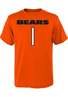 Justin Fields Chicago Bears Youth Orange Mainliner NN Player Tee