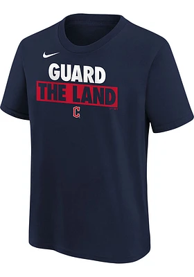 Nike Cleveland Guardians Boys Navy Blue Team Engineered 2 Short Sleeve T-Shirt