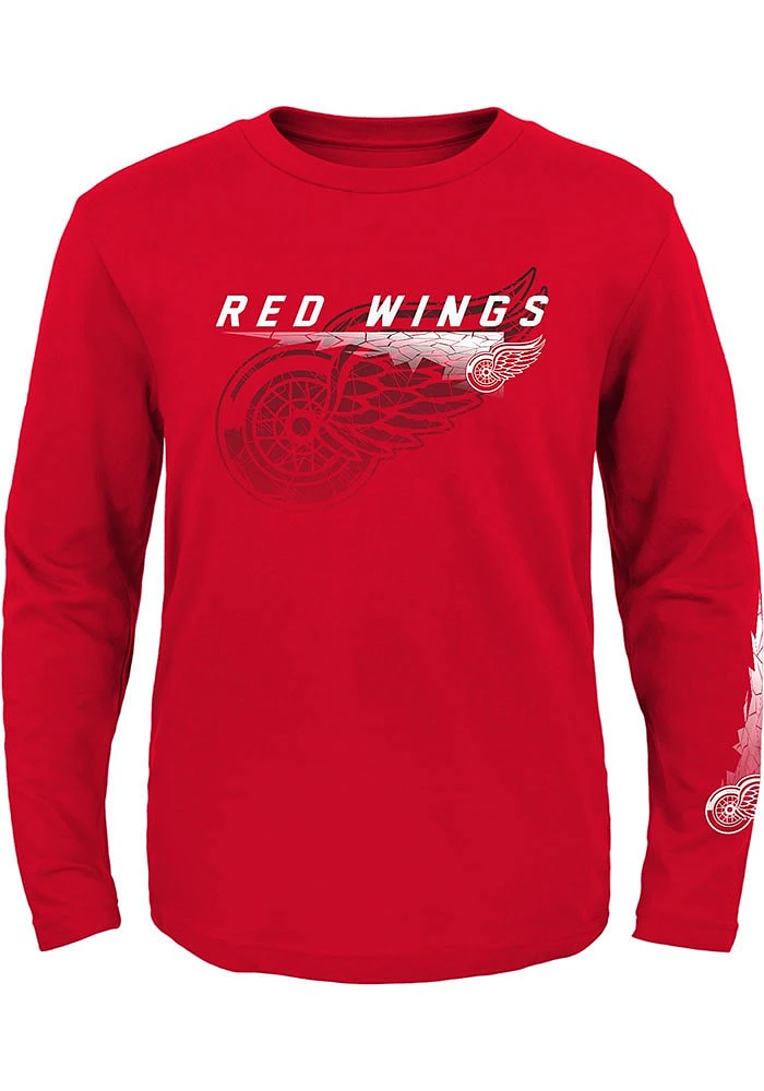 Detroit Red Wings Youth Cracked Ice Long Sleeve T-Shirt