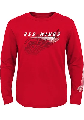 Detroit Red Wings Youth Cracked Ice Long Sleeve T-Shirt
