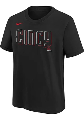 Nike Cincinnati Reds Youth Black City Connect Wordmark Short Sleeve T-Shirt