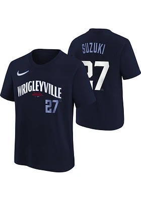 Seiya Suzuki Chicago Cubs Youth Navy Blue Nike City Connect NN Player Tee