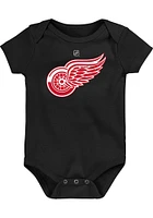 Detroit Red Wings Baby Black Official Logo Short Sleeve One Piece