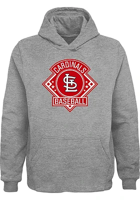 St Louis Cardinals Youth Grey Fence Swinger Long Sleeve Hoodie