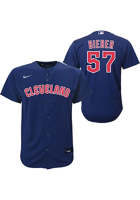 Shane Bieber  Nike Cleveland Guardians Youth Navy Blue Alt Replica Jersey