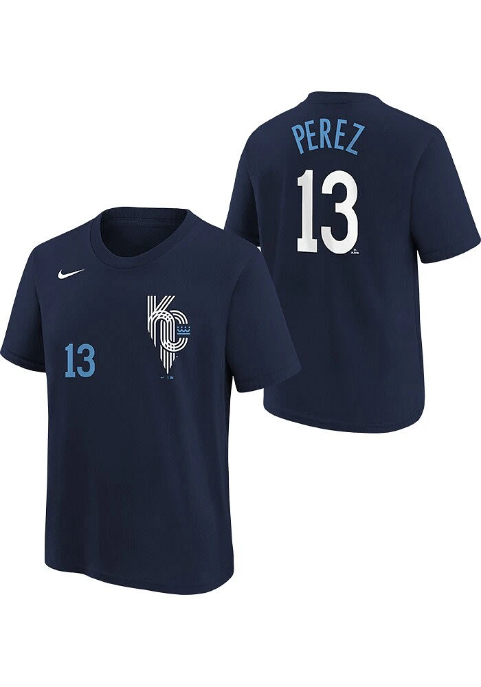 Salvador Perez Kansas City Royals Youth Navy Blue Connect NN Player Tee