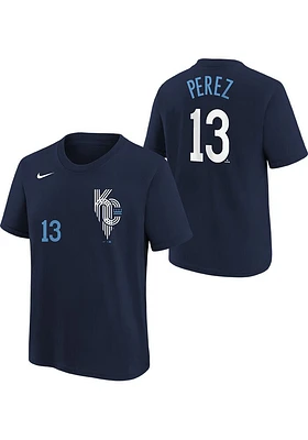 Salvador Perez Kansas City Royals Youth Navy Blue Connect NN Player Tee