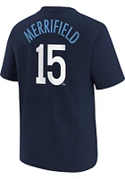 Whit Merrifield Kansas City Royals Youth Navy Blue Connect NN Player Tee