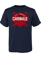 St Louis Cardinals Boys Navy Blue Multi Hits Short Sleeve T-Shirt