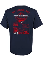 St Louis Cardinals Boys Navy Blue Multi Hits Short Sleeve T-Shirt