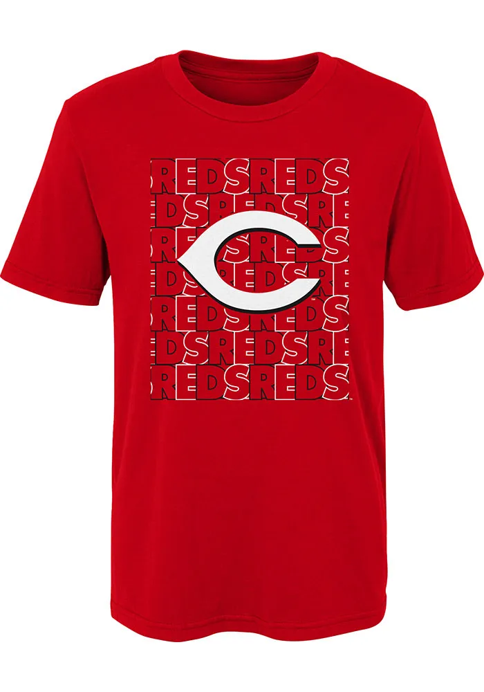 Cincinnati Reds Boys Red Letterman Short Sleeve T-Shirt