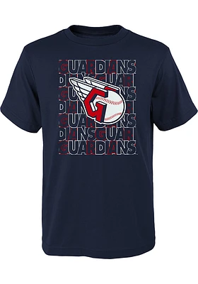 Cleveland Guardians Youth Navy Blue Letterman Short Sleeve T-Shirt