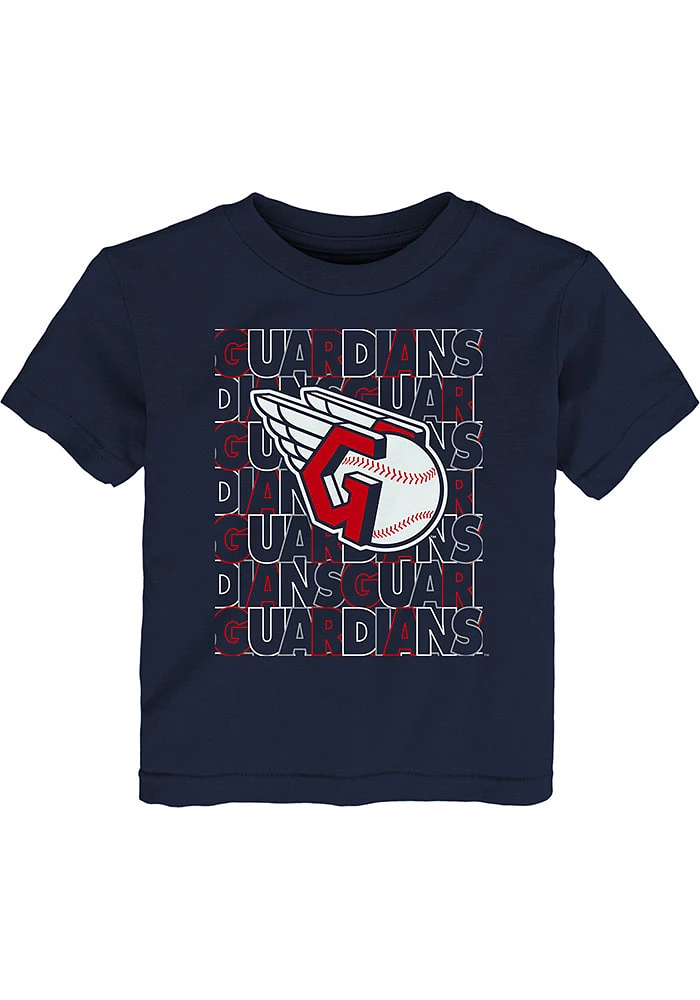Cleveland Guardians Toddler Navy Blue Letterman Short Sleeve T-Shirt