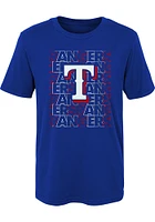 Texas Rangers Boys Blue Letterman Short Sleeve T-Shirt