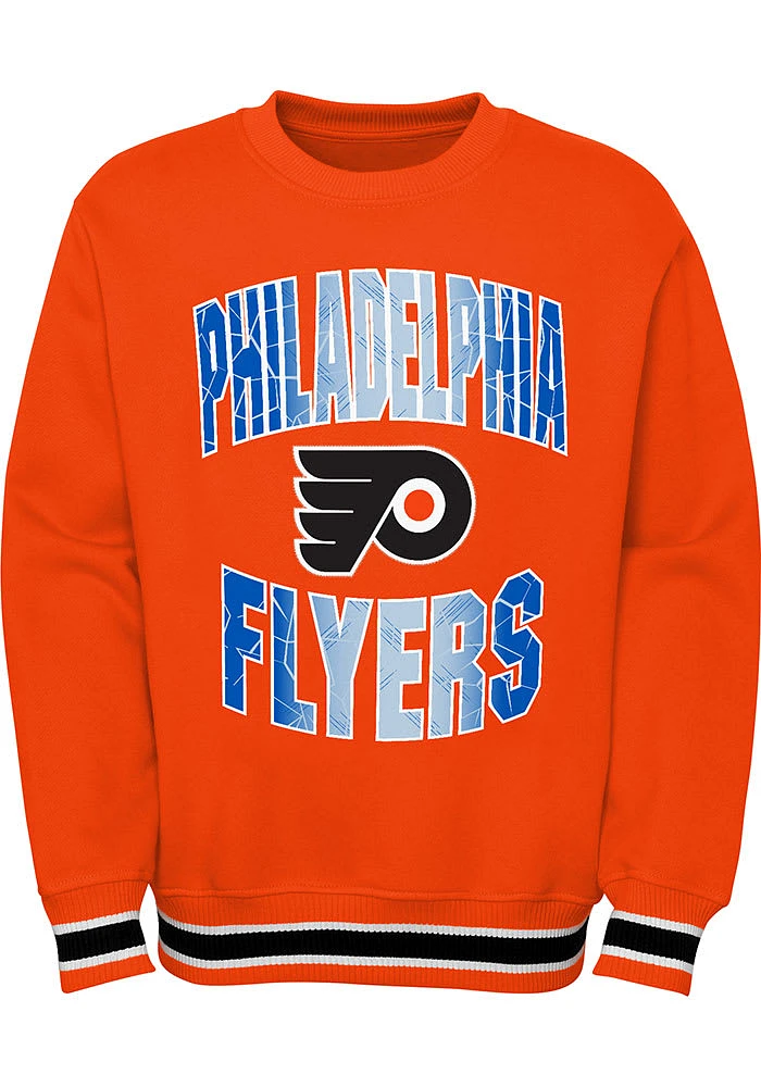 Philadelphia Flyers Youth Orange Classic Blueliner Long Sleeve Crew Sweatshirt