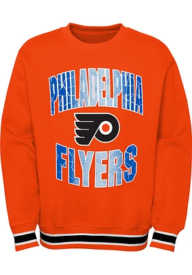 Philadelphia Flyers Youth Orange Classic Blueliner Long Sleeve Crew Sweatshirt