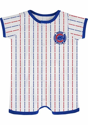 Chicago Cubs Baby White Bat Ball Hitter Romper Short Sleeve One Piece