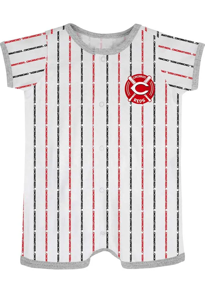 Cincinnati Reds Baby White Bat Ball Hitter Romper Short Sleeve One Piece