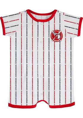 Cleveland Guardians Baby White Bat Ball Hitter Romper Short Sleeve One Piece