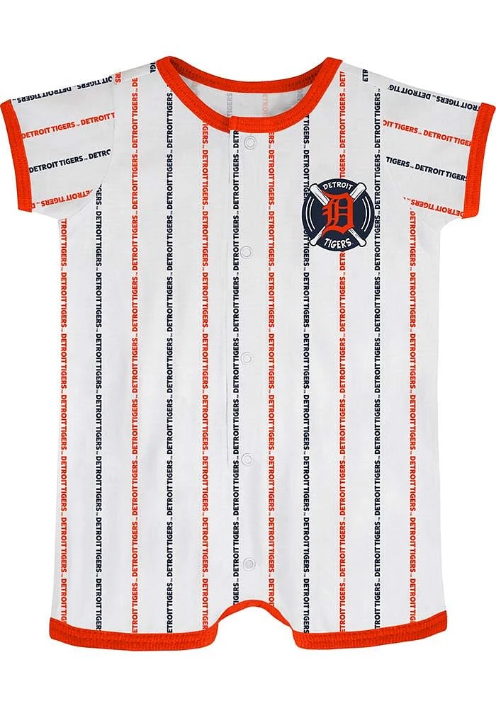 Detroit Tigers Baby White Bat Ball Hitter Romper Short Sleeve One Piece