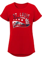 St Louis Cardinals Girls Red Big Wave Short Sleeve Tee