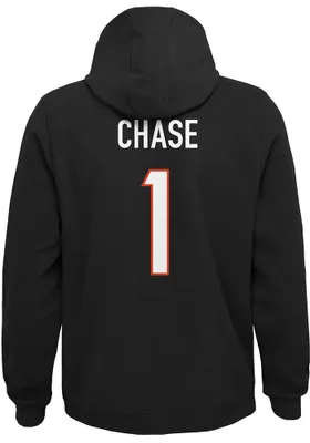 Ja'Marr Chase Outer Stuff Cincinnati Bengals Youth Mainliner NN Long Sleeve Player Hoodie Black