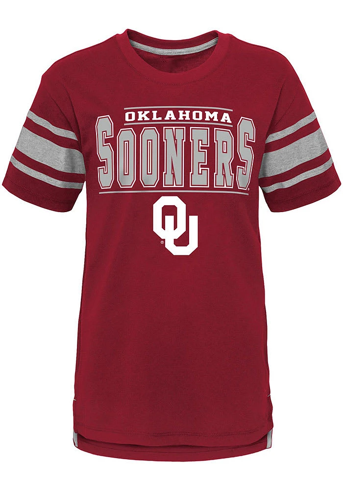 Oklahoma Sooners Youth Cardinal Huddle Up Short Sleeve Fashion T-Shirt