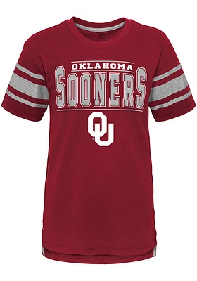 Oklahoma Sooners Youth Cardinal Huddle Up Short Sleeve Fashion T-Shirt