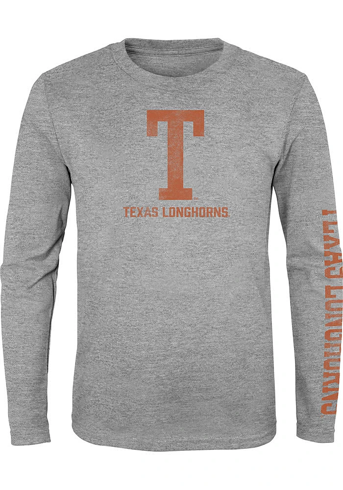 Texas Longhorns Youth Grey Slogan Sleeve Long T-Shirt