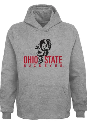 Ohio State Buckeyes Youth Grey Vault Large Logo Long Sleeve Hoodie