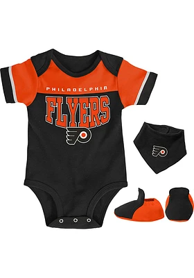 Philadelphia Flyers Baby Black Puck Happy Set One Piece with Bib