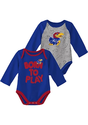 Kansas Jayhawks Baby Blue Born To Play LS 2PK One Piece